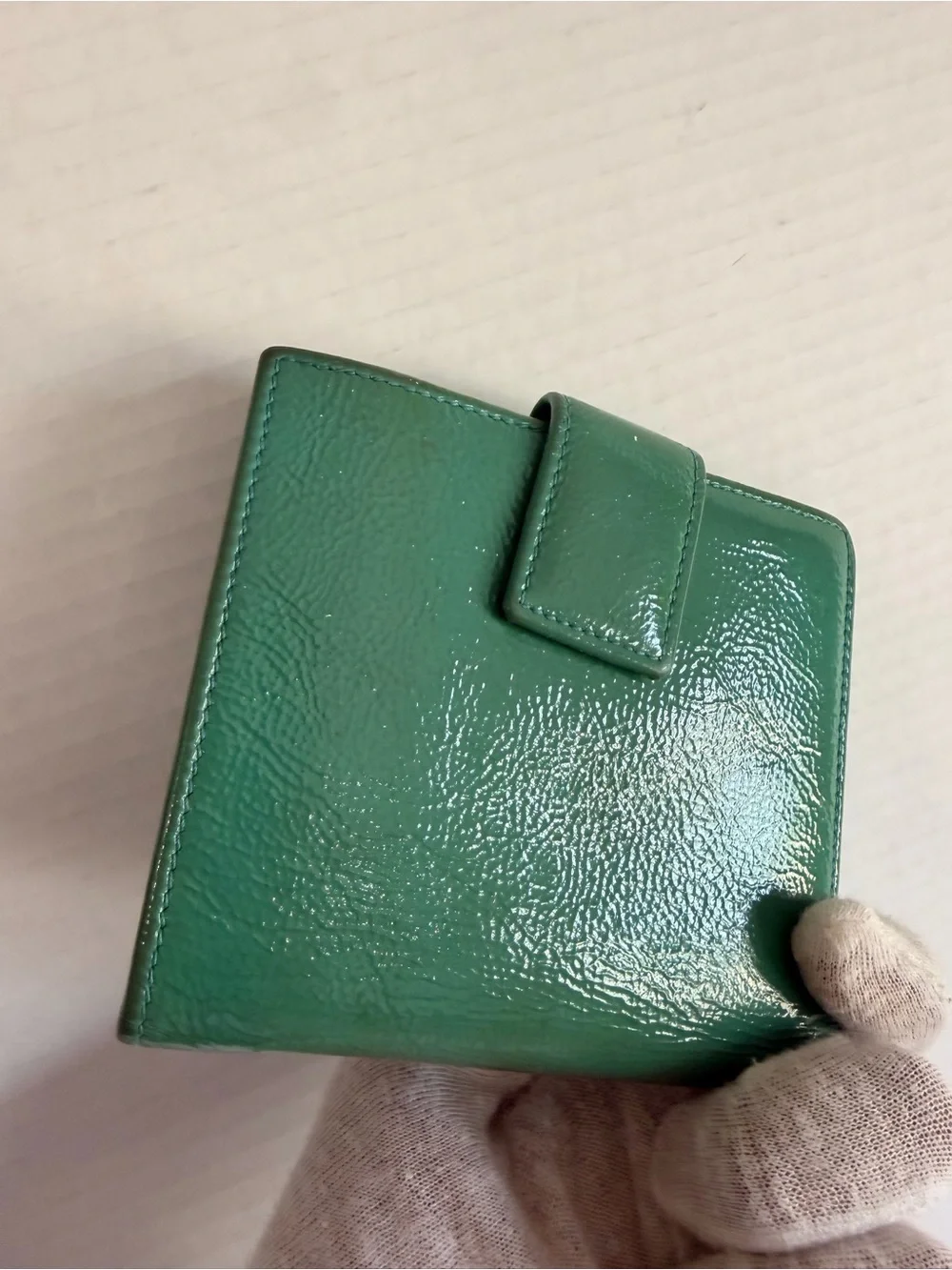 YSL Green Patent Leather Wallet